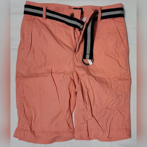 Childrens Place Boys Peach Orange Striped Belted Classic Preppy‎ Chino Shorts 10